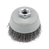 Perie tip cupa din otel 75 mm cu sirma incretita si filet M14 Graphite