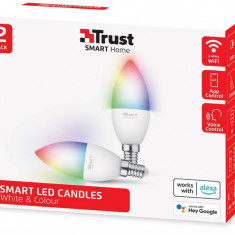 Bec LED Trust WiFi E14 Smart, cu culori, RGB de 2,4 GHz, Pachet de 2 - RESIGILAT