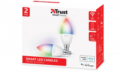 Bec LED Trust WiFi E14 Smart, cu culori, RGB de 2,4 GHz, Pachet de 2 - RESIGILAT foto