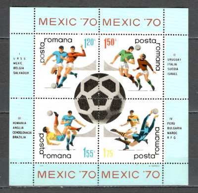 Romania.1970 C.M. de fotbal MEXIC-Bl. ZR.358 foto