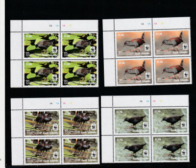 Cook Islands 2014-Fauna,WWF,Pasari,serie (partea I) 4 val.bloc 4dant.,colt coala foto