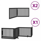 Cumpara ieftin Poarta caini pliabila cu usa 8 panouri negru 640 cm, lemn plop