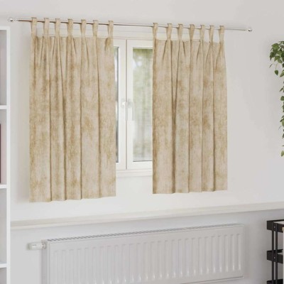 Draperie cu perdele 2 pcs Crem 140 x 140 cm Catifea foto