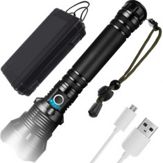 Lanterna LED USB, Aluminiu, Negru