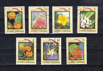 A12 S5 5 - Timbre foarte vechi - Cuba - flori exotice foto