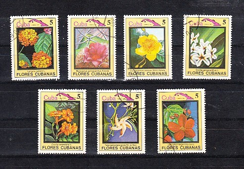A12 S5 5 - Timbre foarte vechi - Cuba - flori exotice