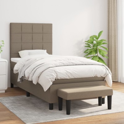 vidaXL Pat box spring cu saltea, gri taupe, 80x200 cm, textil 3136553 foto