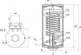 Boiler termoelectric Sunsystem BB NL2 150 PRL 3KW cu doua serpentine, 150 litri, putere serpentina 15 kw, putere electrica 3 KW, serpentine pe partea