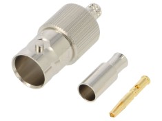 Conector BNC mamă crimpat 75&Omega; aurit