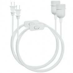 Set 2 Cabluri adaptor 12m cu priza E26 si intrerupator, Kwmobile, Alb, PVC, 52512.112.02