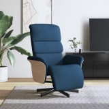 vidaXL Fotoliu rabatabil cu suport de picioare, albastru, textil