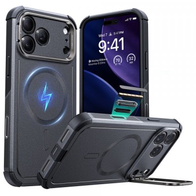 Husa MagSafe pentru Apple iPhone 17 Pro Max, ESR, Cyber Armor Kickstand, Gri foto