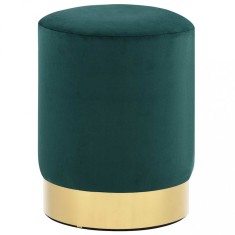 vidaXL Taburet, verde &icirc;nchis și auriu, catifea