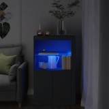vidaXL Dulap lateral cu lumini LED, negru, lemn prelucrat