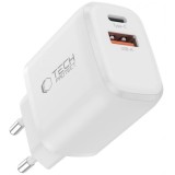 Incarcator Retea Tech-Protect NCA45W, 45W, 3A, 1 x USB-A - 1 x USB-C, Alb
