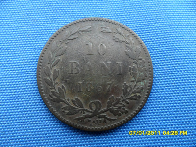 10 BANI 1867/WATT&amp;amp;COMP/PATINA PROF foto