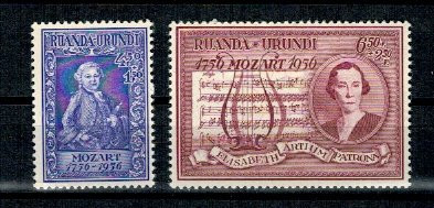 Ruanda-Urundi 1956 - W. Amadeus Mozart, serie neuzata foto