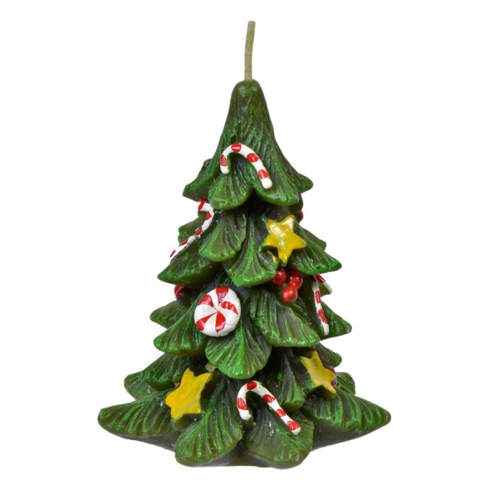 Lum&acirc;nare Decorativă, Brad Crăciun, 14cm, Verde, Parafină