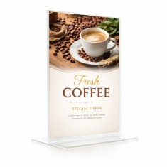 Display plastic pentru prezentare, forma T, A4, transparent, portrait &ndash; Suport plexiglas pentru afisare