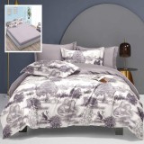 Lenjerie pat dublu,bumbac satinat,6 piese,cearceaf normal 230x250cm, cearceaf pilota 200x230cm, 2 fete de perna 50x70, 2 fete de perna 70x70-LEC10