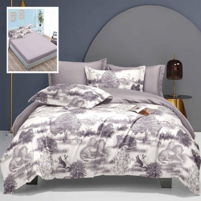 Lenjerie pat dublu,bumbac satinat,6 piese,cearceaf normal 230x250cm, cearceaf pilota 200x230cm, 2 fete de perna 50x70, 2 fete de perna 70x70-LEC10 foto