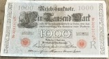 BNKSTR02DE Bancnotă Germania 1000 Mărci / Mark 1910, Serie Roșie, Stare XF (Aproape Impecabilă, Muchii Drepte, Rigidă)