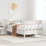 VidaXL Cadru pat fără saltea, alb, 90x190 cm, lemn masiv de pin