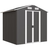Outsunny Șopron de Grădină din Oțel cu 2 Uși Glisante, Negru, 2,6 m&sup2; | Aosom Romania