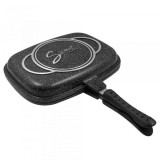 Tigaie grill dubla din aluminiu turnat TOL3232-GC, 32 x 25 x 7 cm, Invelis marmura antiaderenta