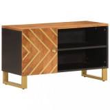 Cumpara ieftin Dulap TV, maro si negru, 80x31,5x46 cm, lemn masiv de mango