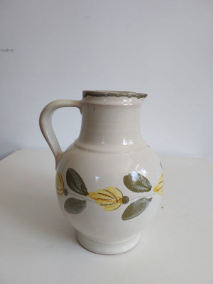 Vas ceramic ulcica Strehla 9026, vintage, Germania de est, 20cm inaltime foto