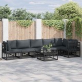vidaXL Set de canapele pentru grădină cu pernă 6 pcs Negru Aluminiu
