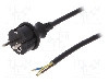 Cablu alimentare AC, 2m, 3 fire, culoare negru, cabluri, CEE 7/7 (E/F) mufa, SCHUKO mufa, PLASTROL - W-98382