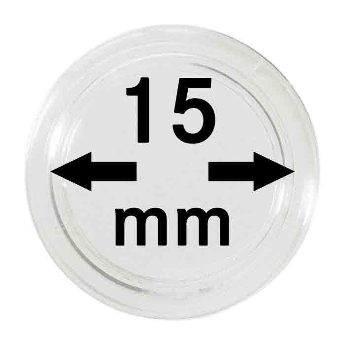 Capsule pentru monede - 10 buc. in cutie - 15 mm dimensiune intrare