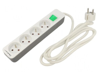Prelungitor 3x1,5mm&amp;sup2; 4 Prize Alb 1,8m 16A foto