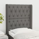 vidaXL Tăblie de pat cu aripioare gri &icirc;nchis 83x16x118/128 cm textil