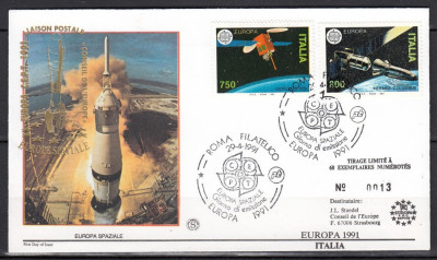 Italia 1991 - FDC SPECIAL AUR - EUROPA SPATIALA - Tiraj 60 ex. numerotate foto