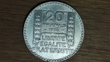 Franta - moneda uriasa argint - 20 franci / francs 1934 &bull; 20 g &bull; ⌀ 35 mm - impecabila !