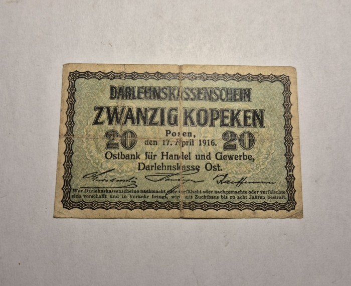 20 kopeici Kopeken 1916 Posen