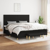 Cumpara ieftin Pat box spring cu saltea, negru, 200x200 cm, textil