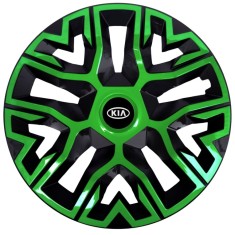Set 4 Capace Roti 15 inchi (R15), Best Verde-Negru, Compatibile Cu Kia
