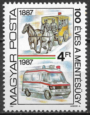 Ungaria - 1987 - Aniversarea Serviciului de Ambulanță - serie neuzată (T1) foto
