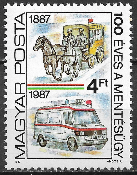 Ungaria - 1987 - Aniversarea Serviciului de Ambulanță - serie neuzată (T1)