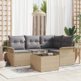 Set de canapea de grădină vidaXL de 5 piese cu perne Ratan Polimer Negru
