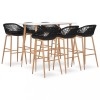 VidaXL Set mobilier de bar, 7 piese, alb și negru