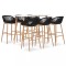vidaXL Set mobilier de bar, 7 piese, alb și negru