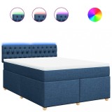 Cumpara ieftin Pat box spring cu saltea, albastru, 140x200 cm, textil