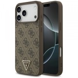 Husa MagSafe pentru Apple iPhone 18 Pro Max / 17 Pro Max, Guess, 4G Triangle Strass, Maro