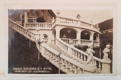 TERASA KOLONADE R.P. HOTEL JACHYMOV , KARLSBAD , CARTE POSTALA , 1930 foto