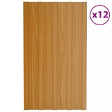 vidaXL Panouri Acoperiș Oțel Galvanizat, 12 Bucăți, 80x45cm, Aspect Natural Lemn, Rezistent Intemperii, Garaje, Magazii
